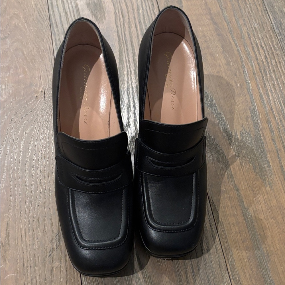 Gianvito Rossi Platform Leather Loafer Pumps black 36 1/2